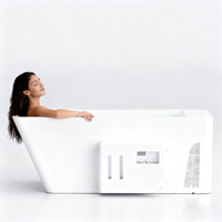 Bak Mandi Es Akrilik Komersial Kelas Atas Icegalax dengan Pendingin 1HP, Bak Rendam Dingin dengan Dispenser Klorin untuk Spa Atlet