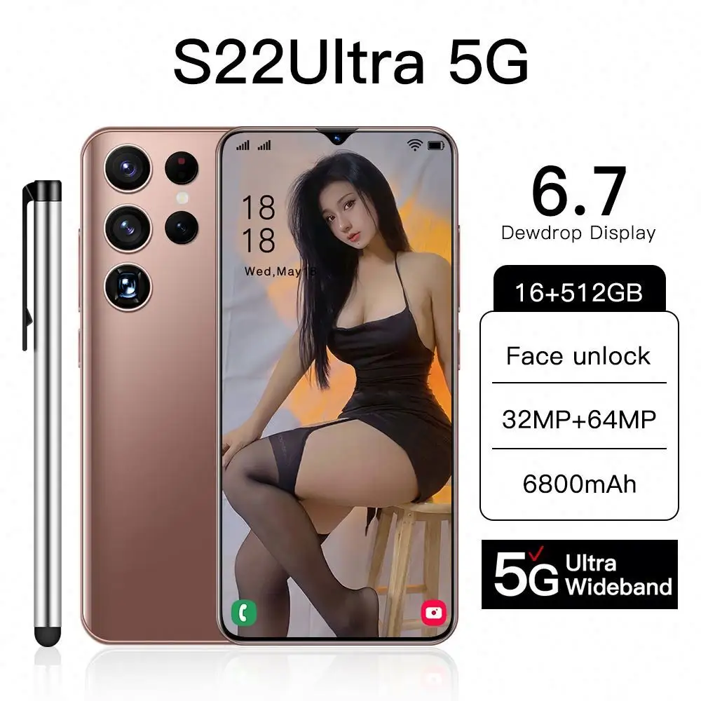 Điện Thoại Android Mới S22 + UL-TRA 7.3in HD Trò Chơi, Video Và Giải Trí Màn Hình Lớn 16GB + 1TB Điện Thoại Thông Minh WiFi5G Bộ Nhớ Lớn