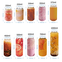 Canette en plastique PET personnalisée en usine, 250 ml, 330 ml, 500 ml, transparente, pour boissons gazeuses, avec couvercle en aluminium facile à ouvrir