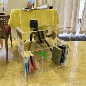 ספה אקרילית שקופה מודרנית ופשוטה ושולחן קפה שולחן צד, מדפי תצוגה לאחסון מדף ספרים לריהוט הבית - Product Image 1