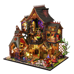 Kit de Casa de Muñecas en <span class=keywords><strong>Miniatura</strong></span> DIY de Madera para Armar, Modelo de Escena de Librería con Luz LED, Decoración de Escritorio, Magic Clock Villa Book Nook - Product Image 2