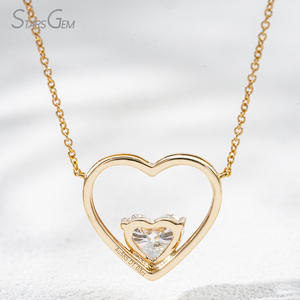 Diamante creado en laboratorio Collar de corte de corazón de 1 quilate Collar de cadena de diamantes cultivados en laboratorio de oro amarillo de 14 quilates - Product Image 2