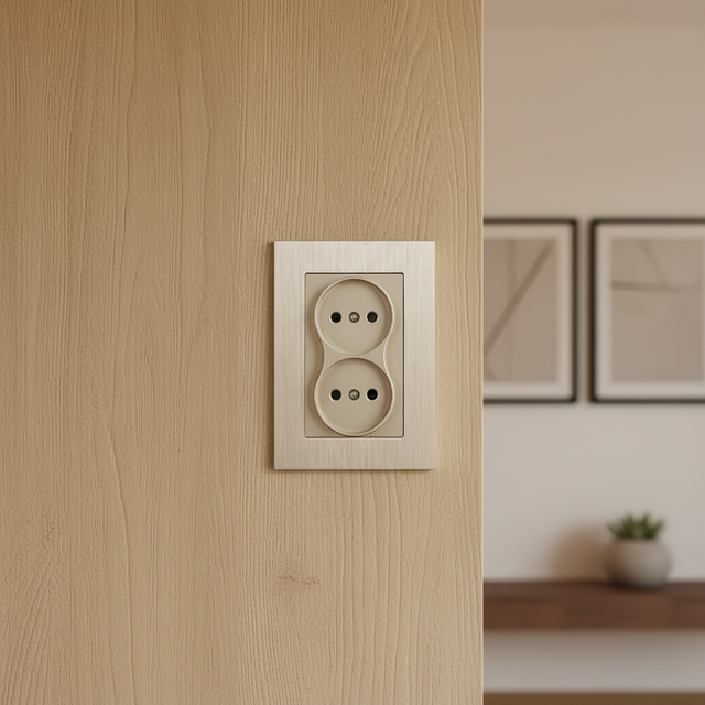 Brushed Aluminum Material Outlet Covers Wall Plates 86*120mm Russian Type Double Metal Wall Outlets 16A 250V
