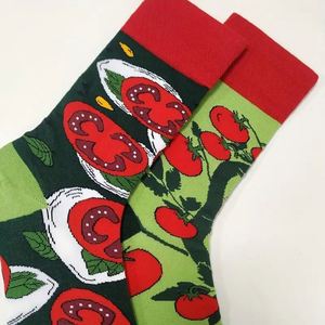 Calcetines Festivos para Hombre con Diseño de Tomate y Vegetales, Solo Lavado a Mano, Calcetines Personalizados de Punto con Bloques de Color en Mezcla de Algodón - Product Image 4