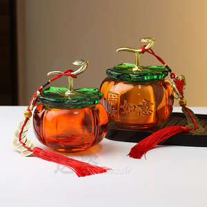 Glass Persimmon <b>Ornament</b> Engraved With Blessings Hanging Decor For Living Room Crystal Craft Gift Item - Product Image 2