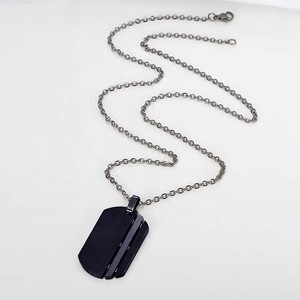 Collar con colgante de acero inoxidable pulido con espejo estilo <span class=keywords><strong>Milita</strong></span> chapado en oro para hombres - Product Image 5