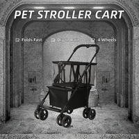 Poussette pour animaux de compagnie multifonctionnelle à double couche, grande, à récupération rapide, lavable, imperméable, pliable, à 4 roues, en métal, durable, portable, pour chats