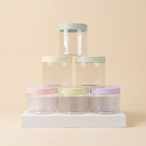 Wholesale Clear Food Grade PET Wide Mouth Plastic <b>Jars</b> Multi Style Cosmetic Storage Pots with Customizable Colors & UV Printing - Product Image 1
