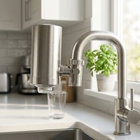 Purificateur d'eau pour robinet domestique en acier inoxydable 304 avec filtre à ultrafiltration, charbon actif et céramique pour l'eau potable