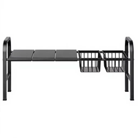 Organisateur sous évier avec 2 paniers, étagère de rangement extensible pour armoire de cuisine, 3 panneaux réglables, gain de place, métal noir