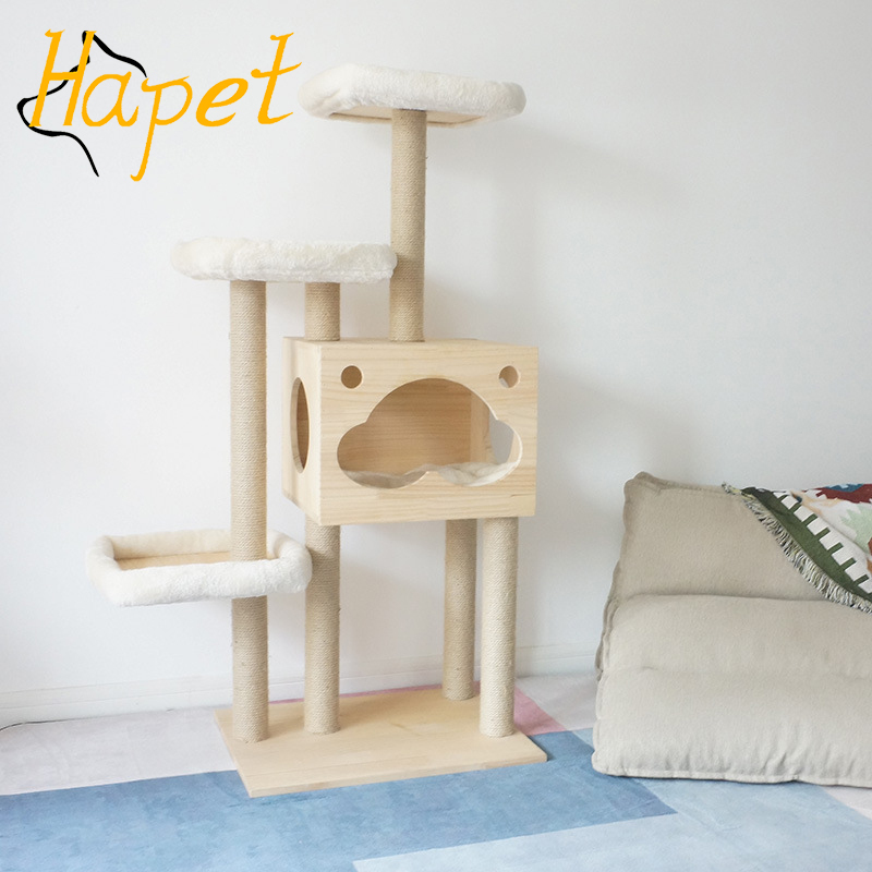 Arbre à chat Jouer Maison Avec Griffoir Maison En Bois Pour Chat