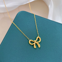 Ywly Design minimaliste accessoire de mode en acier inoxydable étanche avec collier pendentif nœud trempé plaqué or 18 carats