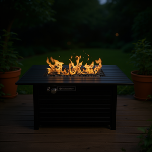 Table de foyer extérieur NordicBloo 25 H x 42 L en acier, moderne, au bioéthanol, pour jardin, autoportante avec couvercle - Product Image 2