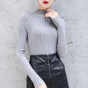 Maglione dolcevita Pullover <span class=keywords><strong>donna</strong></span> autunno manica lunga Slim elastico semplice maglione economico di base - Product Image 3