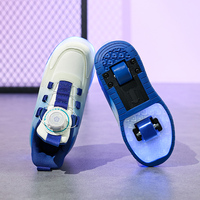 Chaussures de roller pour enfants avec roues lumineuses, tige en cuir, semelle intermédiaire en EVA, semelle extérieure en TPR, doublure en mesh, marque OEM/ODM