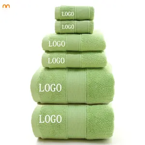Popular Design Fashion Custom Logo luxury Hotel Kitchen Barber Cotton Green Towel