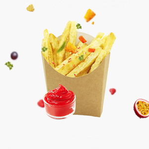 Boîtes d'emballage alimentaire en carton ivoire pliables, imperméables, portables, biodégradables, tendance, pour frites chaudes en gros - Product Image 4