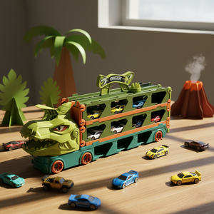 Camión de Juguete con <span class=keywords><strong>Pista</strong></span> de Dinosaurios Deformables y Sistema de Expulsión, <span class=keywords><strong>Pista</strong></span> Extensible de 2.1M, 8 Coches, 30 Espacios de Estacionamiento, Set de Juego Educativo Plegable - Product Image 5