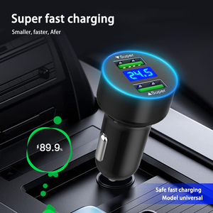 Nhà Máy Bán buôn cổng kép <span class=keywords><strong>USB</strong></span> <span class=keywords><strong>Car</strong></span> phone charger adapter 12-24V LED kỹ thuật số sạc nhanh Thuốc lá nhẹ hơn ổ cắm Adapter - Product Image 6