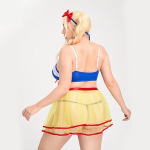 Tallas grandes <span class=keywords><strong>Lencería</strong></span> sexy Curva Mujeres Chubby Girl Perspectiva Sujetador de malla Top Falda Bragas Cabeza Pieza Conjunto de cuatro piezas SH2404 - Product Image 3
