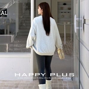 เสื้อสเวตเชิ้ตคอกลมพิมพ์ลาย Happy Plus สีเทาอ่อน ลายสัตว์ ผ้าฝ้ายทวิลล์ สำหรับผู้หญิงไซส์พลัส เสื้อลำลองสำหรับฤดูใบไม้ร่วง - Product Image 2