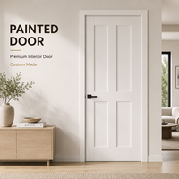 Porte intérieure peinte en blanc, style Shaker à 4 panneaux, design à panneaux encastrés, porte pré-finitionnée mate, taille personnalisée