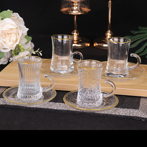 Set <span class=keywords><strong>da</strong></span> Caffè Arabo Turco del Medio Oriente con Decorazioni Dorate, Tazza <span class=keywords><strong>da</strong></span> Tè in Vetro con Piattino, Set di Tazze <span class=keywords><strong>da</strong></span> Caffè Etiopi <span class=keywords><strong>da</strong></span> 100ml - Product Image 6