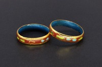 Bague en cuivre plaqué or vintage de coupe ovale en émail cloisonné, artisanat chinois caractéristique, cadeau en gros 2024