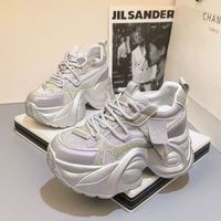 Nouvelles baskets argentées épaisses à strass, fermeture à lacets, semelle plateforme antidérapante, chaussures décontractées, vente en gros, personnalisables