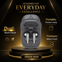 Souris sans fil portable avec étui de charge intégré et écouteurs 2-en-1, accessoire informatique de voyage