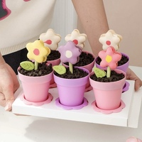 Pot de fleurs tasse à Dessert avec couvercle pelle cuillère plateau à gâteau en plastique petite tasse en pot Mousse conteneur pouding support pour crème glacée bricolage