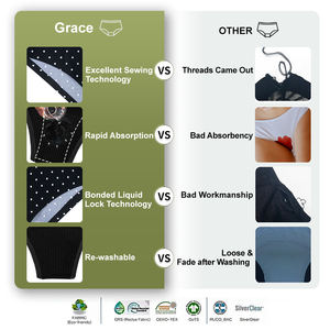 Encaje sin costuras Cheeky Breve Transpirable Patente A prueba de fugas 4 capas Absorbentes Menstrual Ropa interior Culotte Menstruelle - Product Image 2