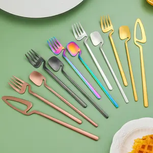 Hot Sellers Bulk Golden Utensils Restaurant Shiny Gold Flatware Matte Rose Gold Plated Stainless Steel Cutlery Set Design