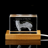 Sinyore Nouveau Cube en Cristal K9 Gravé au Laser 3D, Bloc de Verre Gravé, Structure Cérébrale et Cardiaque, Base Lumineuse, Ornement Religieux et Cartoon