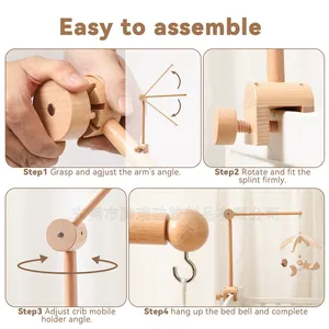 Support de cloche de lit en bois écologique fait main, nouveau design, pour mobile de bébé, décoration de berceau - Product Image 3