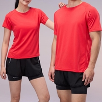 Camiseta deportiva de ajuste seco catiónico con logotipo OEM para hombres y mujeres, ropa de gimnasio de secado rápido para entrenamiento de Yoga, patrón liso sólido de gran tamaño