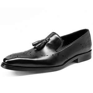 Chaussures en cuir véritable pour hommes, style formel britannique haut de gamme, classique, élégant, style professionnel, avec glands gravés, antidérapantes - Product Image 1