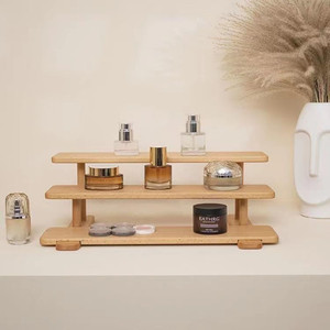 Wooden Desktop Storage Rack 3 Tier Solid Wood Organizer For Perfume Cosmetics Home Office Use - Product Image 4