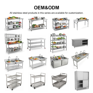 Juego de Mesas de Trabajo de Acero Inoxidable Personalizadas Directamente de Fábrica, Equipo de Cocina Comercial para Servicios de Alimentos - Product Image 1