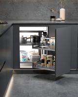Magische Hoek Aluminium ABS Glas Fluorocarbon Keuken Kast Uitschuifbare Opbergmand voor Keukenhoek Organisatie