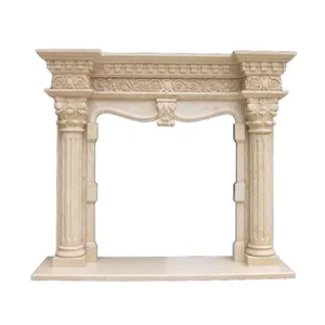 Modern Western Style Outdoor Fireplace Mantel Indoor Use Decoration Freestanding Stone Marble Fireplace For Sale