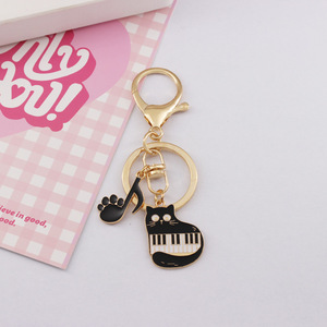 Độc Đáo Túi Quyến Rũ Móc Chìa Khóa Đồ Trang Sức Món Quà Kỷ Niệm Dễ Thương Mèo Đen Keychain Văn Học Piano Lưu Ý Keychain Để Con Gái Tôi - Product Image 5