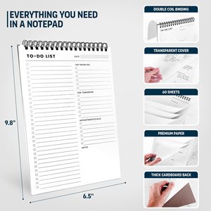 Carnet de notes Myway 2026 à spirale, 104 pages, format A5, <span class=keywords><strong>pour</strong></span> liste de tâches, écriture claire, agenda quotidien, couverture rigide, cadeau - Product Image 3