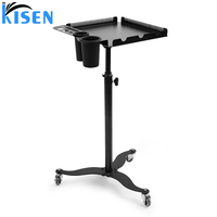 Kisen prix bon marché coiffure plateau d'organisation intelligent mobile pliant en acier inoxydable Beautyshop chariot à plateau d'extension de cheveux