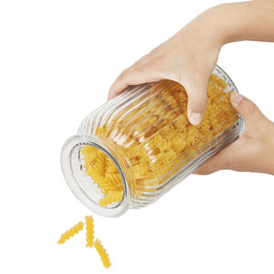 Récipients en verre de stockage des aliments en vrac bocaux nervurés présentation liège verser couvercle maison joint hermétique pour garde-manger de cuisine - Product Image 3