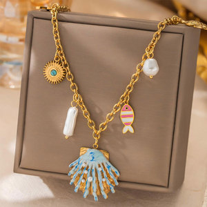 สร้อยคอจี้แฟชั่นสไตล์ฮาวายสำหรับผู้หญิงทำจากสเตนเลส316L เครื่องประดับ14K 18K - Product Image 1