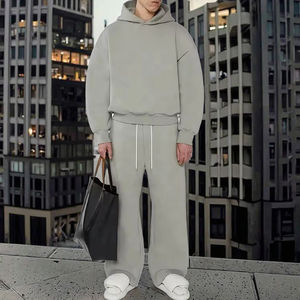 Pantaloni sportivi a gamba dritta da 380g e felpa con cappuccio larghi oversize tuta bianca Unisex - Product Image 1