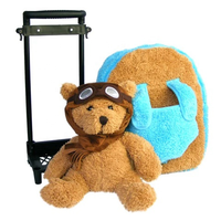 Bagages bleus d'ours de peluche de sac à dos avec les roues démontables et le remplissage de coton de pp