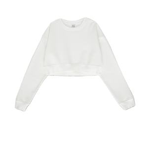Jicai Custom Logo Short <strong>Crop</strong> Loose Cut Roll-up Pullover Drop Shoulder Long Sleeve Fitness Sports Women's Top <strong>Sweatshirt</strong> - Product Image 2