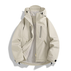 เสื้อแจ็คเก็ตกันลมสำหรับผู้ชายพร้อมซับในสำหรับฤดูหนาวชุดทำงานกลางแจ้งสีทึบตัดกัน KM3-6259 - Product Image 2